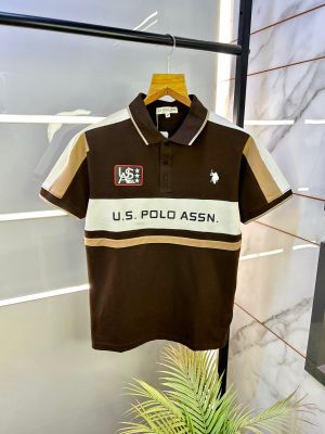 Us Polo Dark Brown Premium Collar Neck T-shirt F2457-DBR
