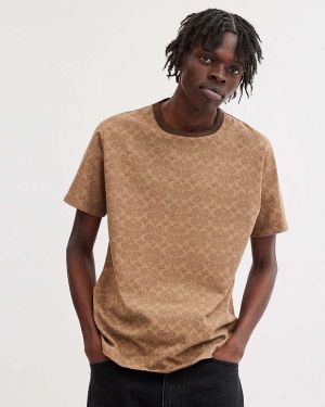 Coac h Beige Monogram Imported Premium T-Shirt
