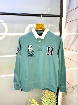 Tommy_Hilfiger Full Sleeves Green Polo Neck Premium Collar T-shirt GREE-M-F2017