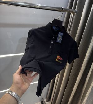 Ralph  Lauren Black Logo Work Premium Polo T-Shirt
