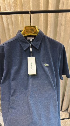 LACOST_E LOGO PATCHED PREMIUM HALF SLEEVES POLO DARK BLUE TSHIRT