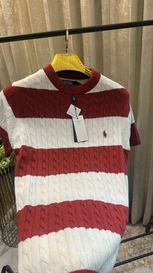 POLO by RAUPLH_LAURAN JACQUARD KNITTED PREMIUM LOGO  WHITE RED TSHIRT
