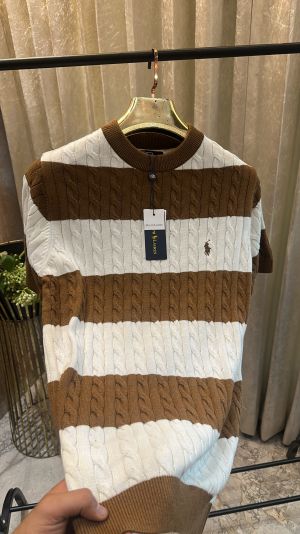 POLO by RAUPLH_LAURAN JACQUARD KNITTED PREMIUM LOGO WHITE BROWN TSHIRT