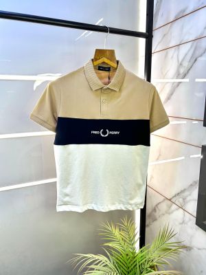 Fred Perry Beige Polo Premium Collar Neck T-shirt F2636-BE