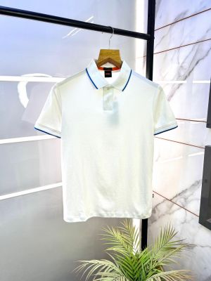 Hugo_Boss White Polo Premium Collar Neck T-shirt F2651-W1