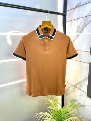 Hugo_Boss Brown Polo Premium Collar Neck T-shirt F2651-BR1