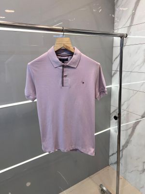 Tomm y Hilfiger Purple Highlighter Print Logo Premium Polo T-shirt sale offer (844)
