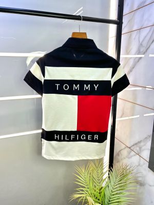 Tommy_Hilfiger Black Back Print Polo Premium Collar T-shirt F2513-BL