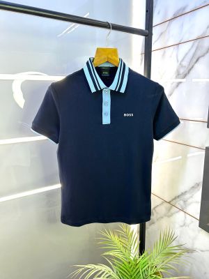 Hugo_Boss Navy Polo Premium Collar Neck T-shirt F2651-N2