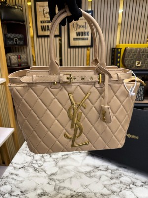 YSL Yves Saint Laurent Maxi Tote Bag With Box And Dust Bag (Khaki) WITHOUT BOX SLIGHTLY DAMAGE PIECE 