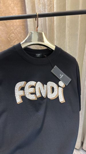  FEND_I LOGO EMBOSSED PREMIUM BLACK TSHIRT