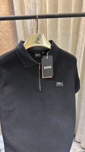 HUGO_BOSS LOGO PATCHED PREMIUM BLACK POLO TSHIRT