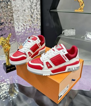 LOUISs.  VUITTON TRAINER SIGNATURE RED WHITE