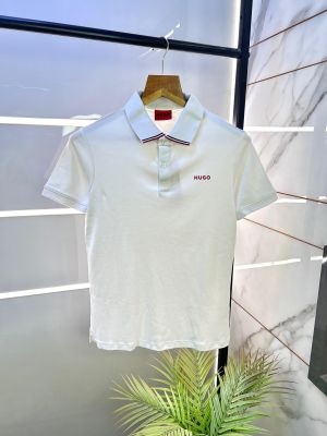 Hugo_Boss White Polo Premium Collar Neck T-shirt With Brand Box Packing F2014-WH