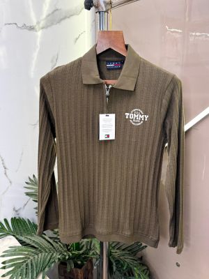 Sale.Tommy.Hilfiger.Green.Imported.Very.Premium.Full.Sleeves.Polo.Neck.Tshirt.CS103