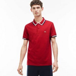 Lacost e Red Premium Polo T shirt With 240 gsm interlock cotton lycra fabric and Collar Design with Embroidered Logo 2439