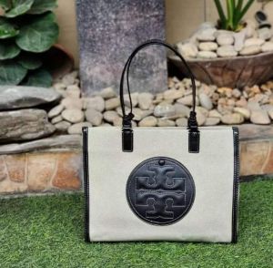 TORY_BURCH ELLA CANVAS TOTE WITH DUST COVER PREMIUM QUALITY 