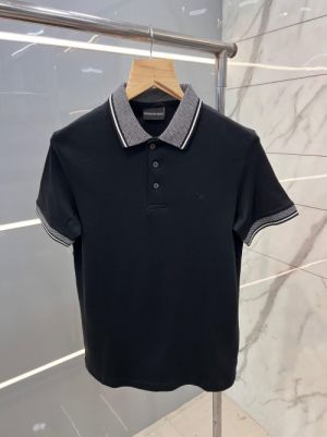 Emporio Arman i Black Premium Polo T shirt With 240 gsm interlock cotton lycra fabric and Collar Design 2435
