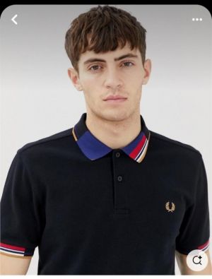 Fred Perr y Black Premium Polo TShirt with 240 gsm interlock cotton lycra fabric and Collar Design with Embroidered Logo 2502