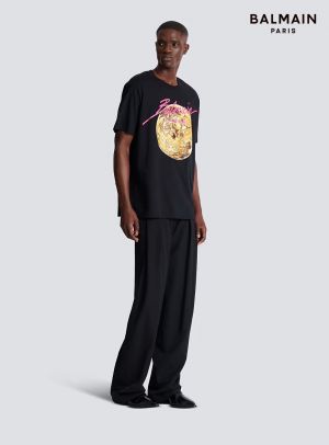 Balmai n Paris Black Logo Print Imported Oversized T-Shirt