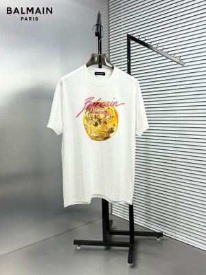 Balmai n Paris White Logo Print Imported Oversized T-Shirt