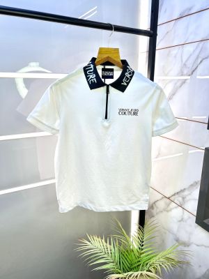Versace White Imported Zipper Collar Neck Premium Polo T-shirt F2817-W3