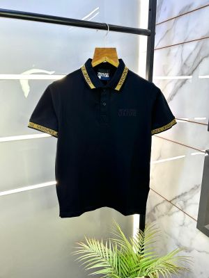 Versace Black Imported Collar Neck Premium Polo T-shirt F2817-B4