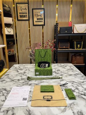 Gucc_i Silver GG Marmont Embossed Belt With Box Dust Bag And Carry Bag (22-3)