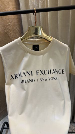 ARMAN_I EXCHANGE MILANO NY LOGO PRINT PREMIUM CREAM TSHIRT
