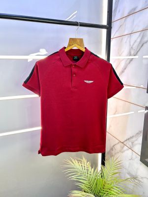 Aston Martin Hacket t Maroon Polo Premium Collar Neck T-shirt F2668-MA