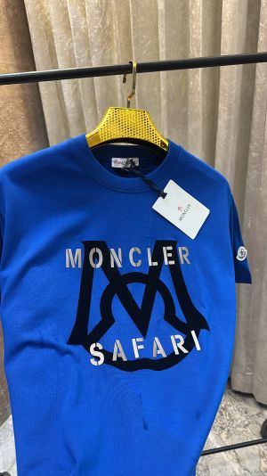 MONCLE_R SAFARI LOGO EMBOSSED PREMIUM BLUE TSHIRT