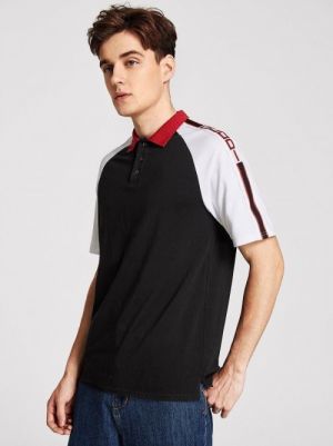 Gucc i Black Premium Polo T shirt With 240 gsm interlock cotton lycra fabric with Shoulder Logo Strips 2629