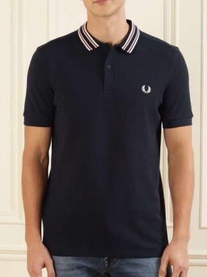 Fred Perr y Navy Premium Polo T shirt With 240 gsm interlock cotton lycra fabric with Collar Design and Embroidered Logo 2654