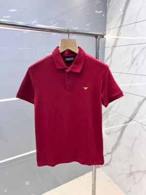 Emporio Arman i Red Premium Polo T shirt With 240 gsm interlock cotton lycra fabric With Emboss Logo and Collar Design 2641