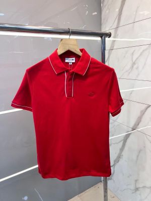 Lacost e Red Premium Imported 240 GSM Interlock Cotton Lycra Fabric Polo T shirt Embroidery Logo 625