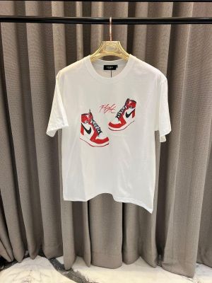 Fend_i Jordan Shoe print Round Neck T-shirt White 