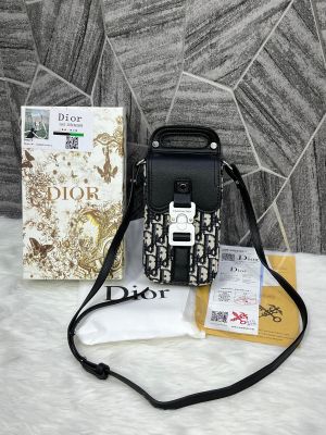Dior_Saddle_Black-Silver_Vertical_PhoneBag_With_OriginalBox
