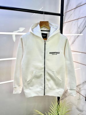 Essential Fear Of God White Imported Back Printed Super Premium Zipper Hoodie F2205-WH
