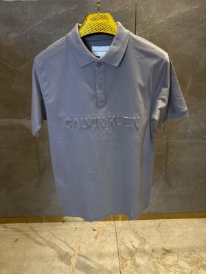 CALVIN KLEI_N GREY PREMIUM FRONT EMBORSSED POLO