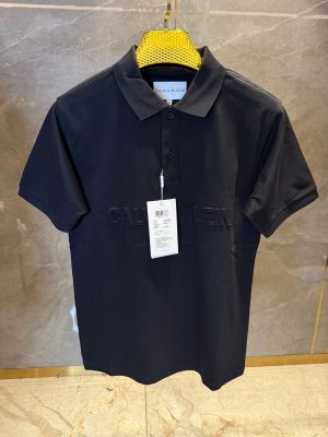 CALVIN KLEI_N BLACK PREMIUM FRONT EMBORSSED POLO