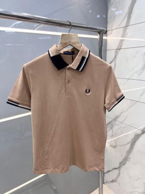 Fred Perr y Beige Premium Polo T shirt With 240 gsm Pique fabric with Collar Design and Embroidered Logo 2736