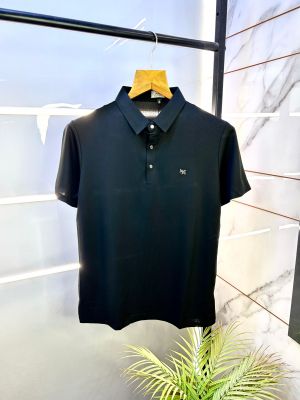 Hermes Black Polo Imported Collar Neck T-shirt F2693-BL