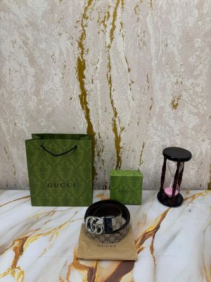 Gucc_i Belt GG Buckle In Antique Silver Tone With Box And Dust Bag Including Carry Bag (G38-Apricot)