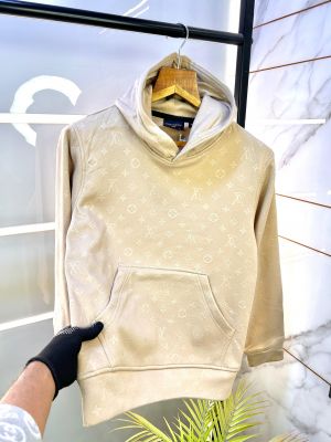Louis_Vuitton Imported Monogram Print Cream Super Premium Hoodie F1122-CR