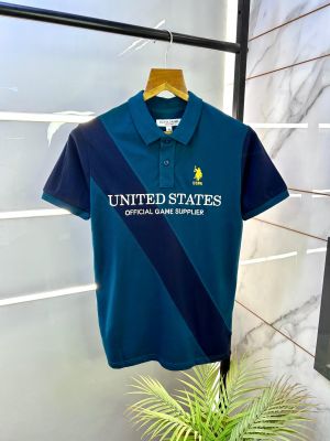 Us Polo Dark Green Imported Embroidery Back Print Collar Neck Premium T-shirt F2731-DGR