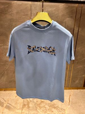 BALENCIAG_A BLUE FRONT PRINT PREMIUM TSHIRT