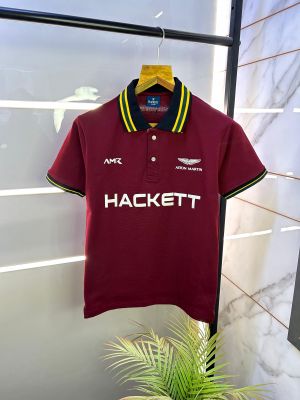Aston Martin Hacket t Maroon Polo Premium Collar Neck T-shirt F2572-MA