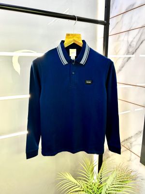 Calvin_Klein Blue Polo Neck Full Sleeves Premium Collar T-shirt F2782-BU