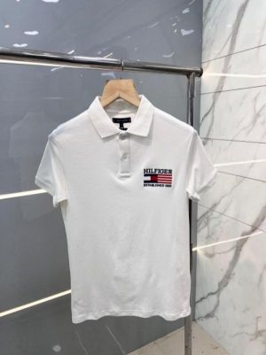 Tommy Hilfige r White Premium Polo TShirt with 240 gsm interlock cotton lycra fabric with Emboss Logo 2547