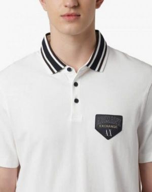 Arman I Exchange White Premium Polo Tshirt With 240 Gsm Interlock Cotton Lycra Fabric With Emboss Printed Logo And Collar Design 2589